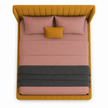 Custom Modern Vertical Channel Tufted Bed with stylish padded headboard