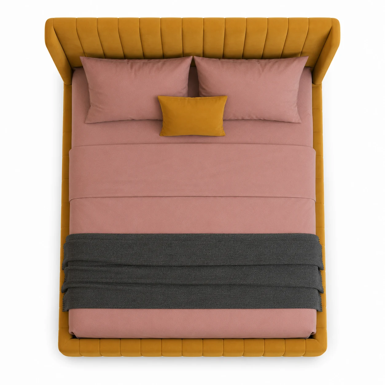 Custom Modern Vertical Channel Tufted Bed with stylish padded headboard
