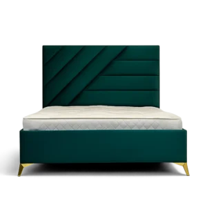 Elara Premium Teal Fabric Bed Frame with modern upholstered headboard