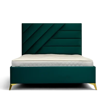 Elara Premium Teal Fabric Bed Frame with modern upholstered headboard