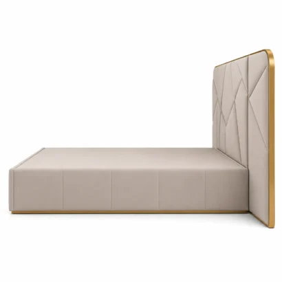 Side angle of the Elite King Bed Frame highlighting its premium upholstery, sturdy construction, and elegant contemporary design.