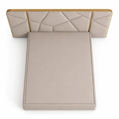 Close-up of the Elite King Bed Frame showcasing the upholstered headboard, premium stitching, and refined fabric finish.