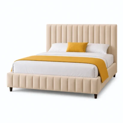 Luxury Grand Upholstered Bed Frame crafted with premium fabric for elegant bedrooms in Dubai, UAE.