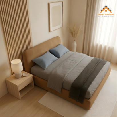 Minimalist textured fabric bed frame