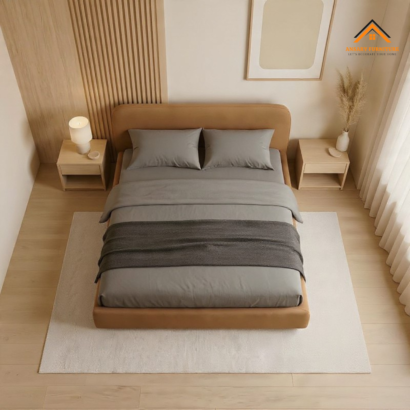 Premium bouclé upholstered bed design