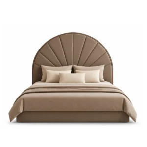Arch Sunburst Velvet Bed Frame with tall curved headboard in Dubai