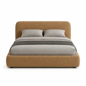 Modern Minimalist Bouclé Upholstered Bed with premium fabric for luxury bedrooms in Dubai, UAE