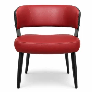 Modern red finish dining chair with black legs