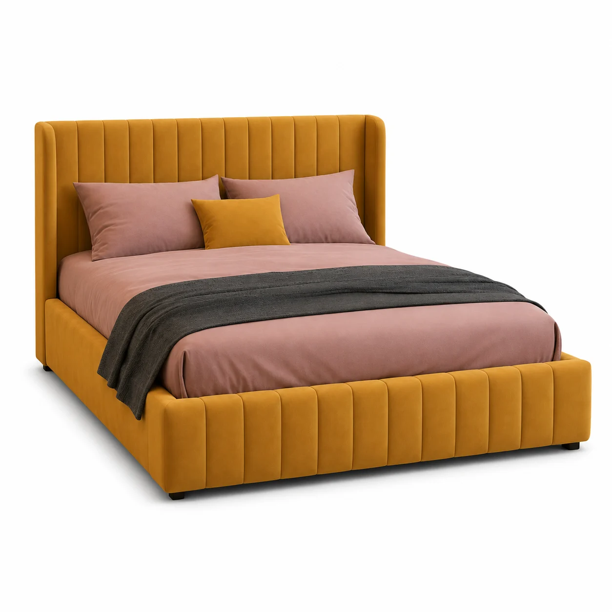 Premium Modern Vertical Channel Tufted Bed with elegant vertical channel design