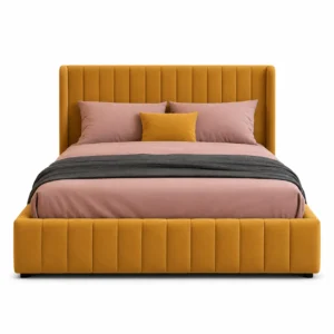 Modern Vertical Channel Tufted Bed in Dubai with premium upholstered headboard