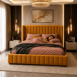 Luxury Modern Vertical Channel Tufted Bed for modern bedrooms in UAE