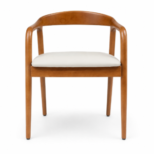 Modern wooden dining chair with cream upholstered seat for UAE homes