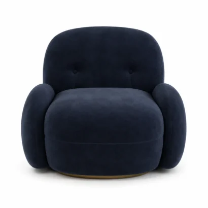 Modern Curved Accent 2-Chair Set front view with rounded arms and upholstered seat Modern Curved Accent Chair Set