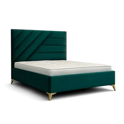 Modern teal fabric bed frame with luxury upholstered design
