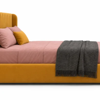 Modern Vertical Channel Tufted Bed featuring a soft upholstered bed frame in Dubai