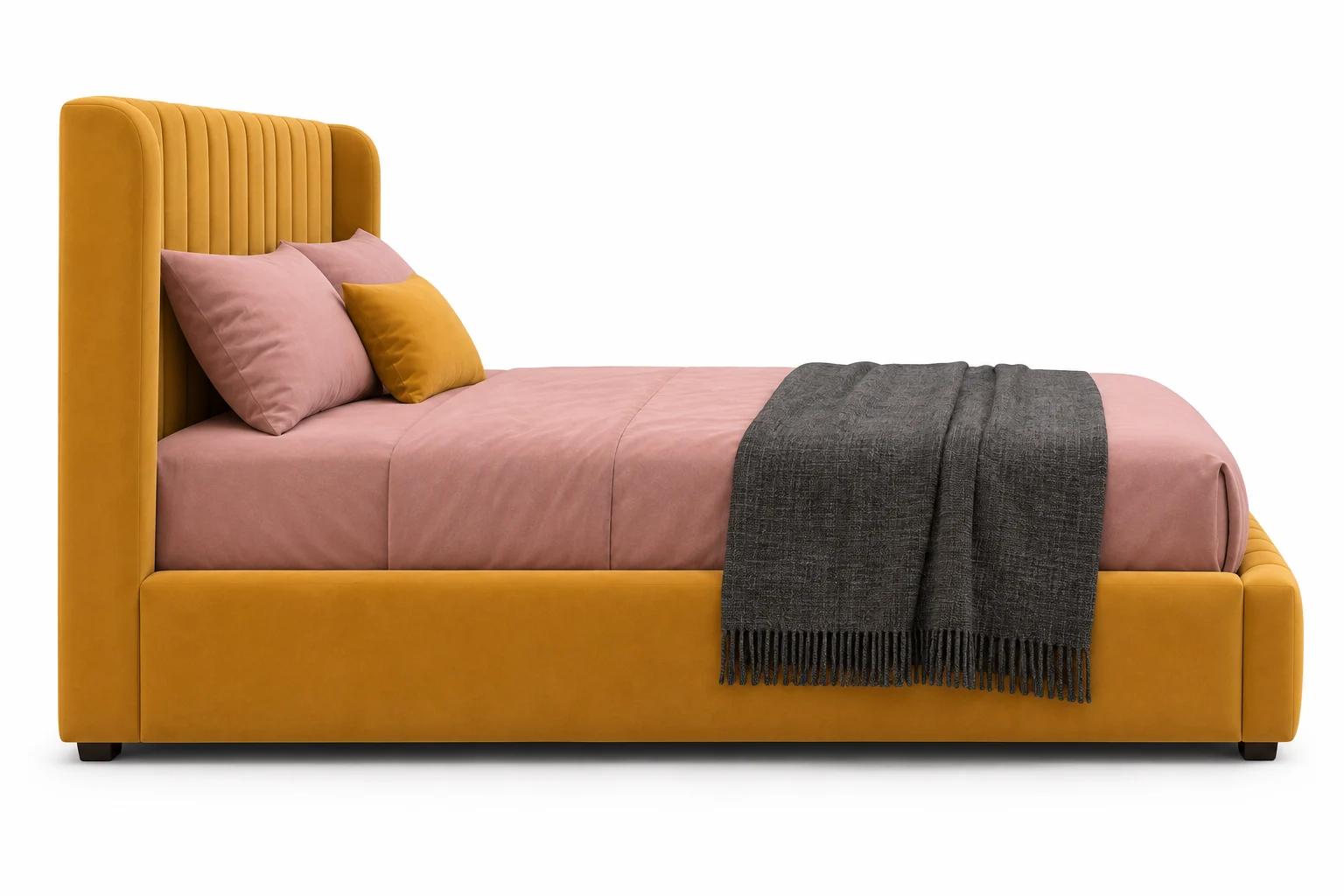 Modern Vertical Channel Tufted Bed featuring a soft upholstered bed frame in Dubai