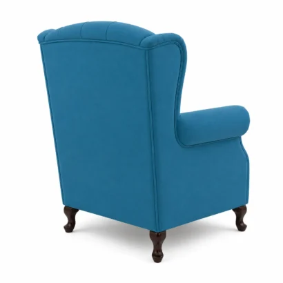 Turquoise wingback armchair side view with premium upholstered finish