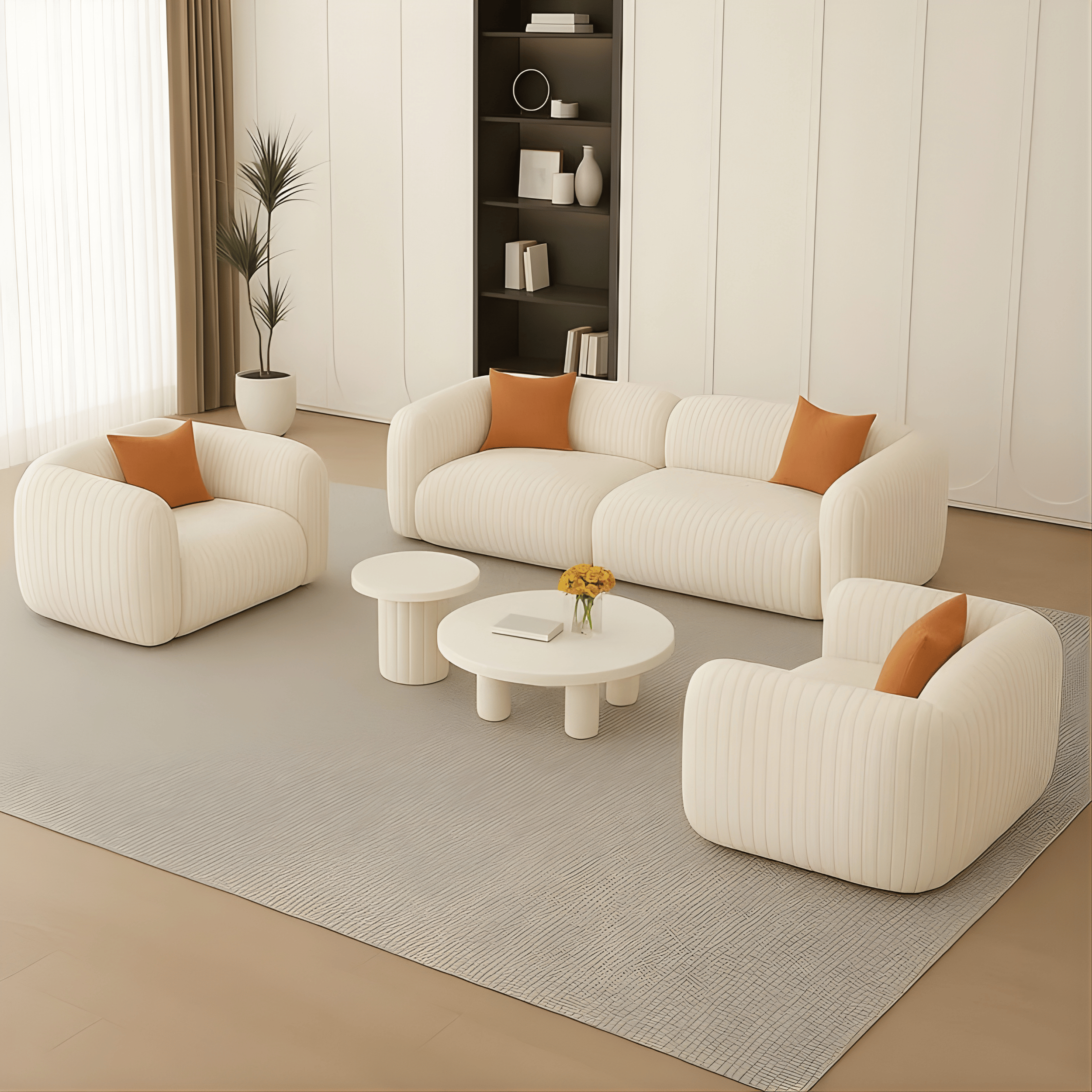 High-quality fabric sofa with soft cushions for modern living room furniture in the UAE
