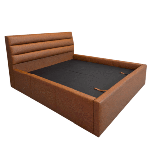 Contemporary brown bed frame with channel-tufted headboard in UAE homes