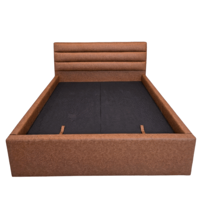 Horizontal channel-tufted bed design with cushioned headboard in Dubai UAE