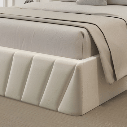 The King and Queen Storage Bed in Dubai UAE with a cream finish is a modern bed.
