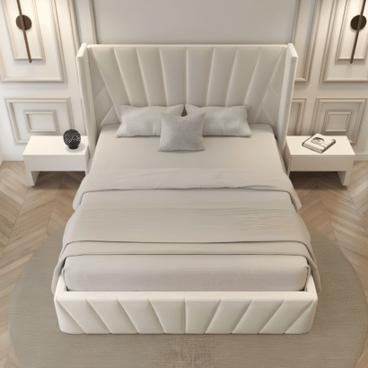 The King and Queen Storage Bed in Dubai UAE has a premium upholstered King storage bed with hidden storage.