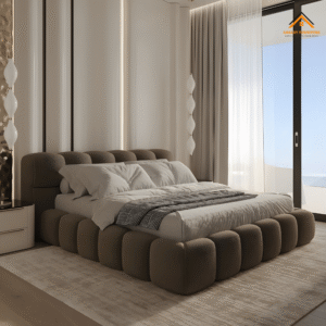 Modern Cloud Bed Frame by Ansary Furniture in a luxury Dubai bedroom setting.