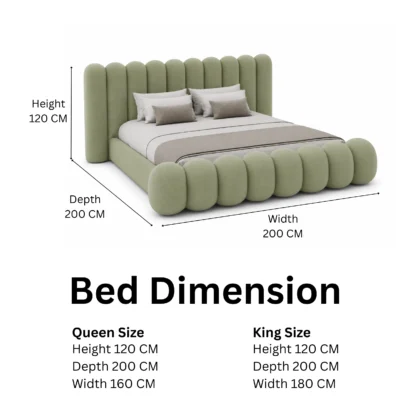Modern Bubble Upholstered Bed Frame featuring a 10-panel upholstered headboard in Dubai