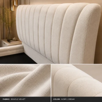 Luxury Modern Round Headboard Bed with premium upholstery, designed for stylish bedrooms in Dubai, UAE.