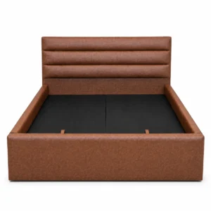 Horizontal Channel-Tufted Bed with premium upholstered headboard in a modern luxury bedroom, available in Dubai, UAE.