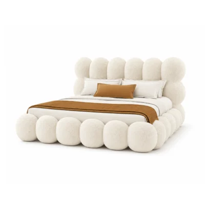 Premium Modern Bubble Bed for luxury bedroom interiors in Dubai with soft bouclé upholstery