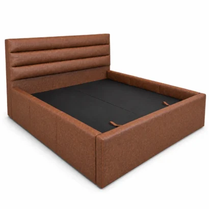 Luxury Horizontal Channel-Tufted Bed with premium fabric upholstery and modern bedroom styling in Dubai, UAE.