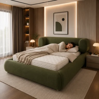 Modern Queen & King Upholstered Bed Frame Dubai with elegant contemporary design