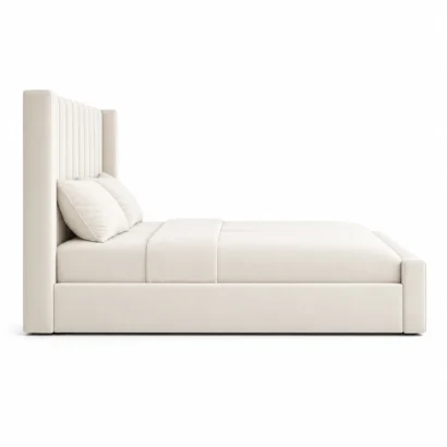Modern Platform Bed Frame with Elegant Wingback Headboard for Dubai Homes