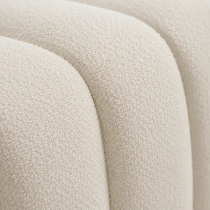Ivory Cream Wingback Platform Bed with Premium Bouclé Upholstery in UAE