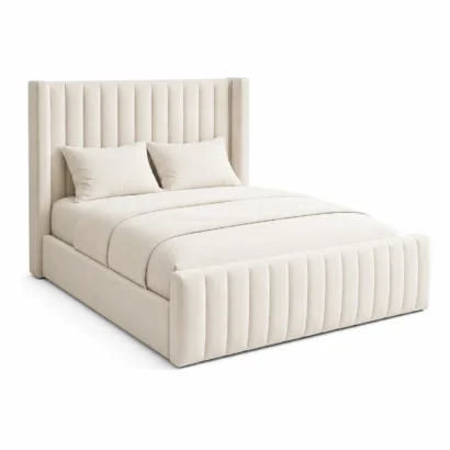 Luxury Wingback Platform Bed with Tall Upholstered Headboard in Dubai