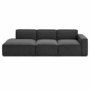 3-Seater Sectional Sofa in Dubai with premium steel grey fabric and modern L-shaped design by Ansary Furniture UAE.