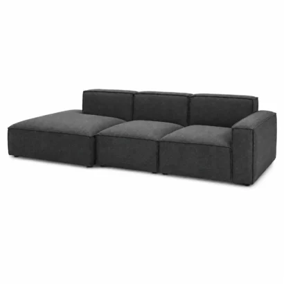 Premium 3-Seater Sectional Sofa in Dubai featuring a right-angle view, steel grey upholstery, and contemporary comfort.