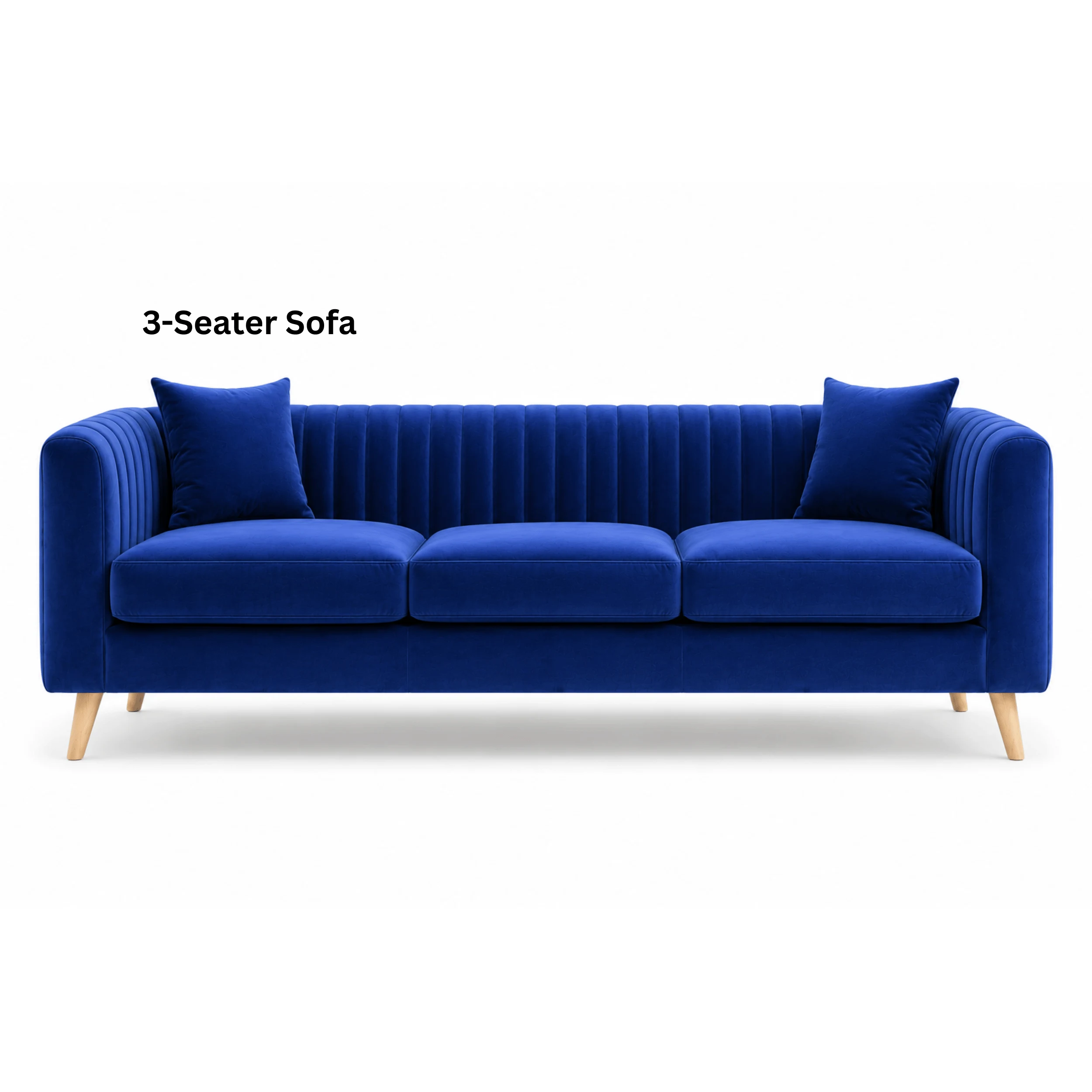 3-seater velvet sofa dubai (1) 3-Seater Velvet Sofa in Dubai with premium royal blue velvet upholstery by Ansary Furniture