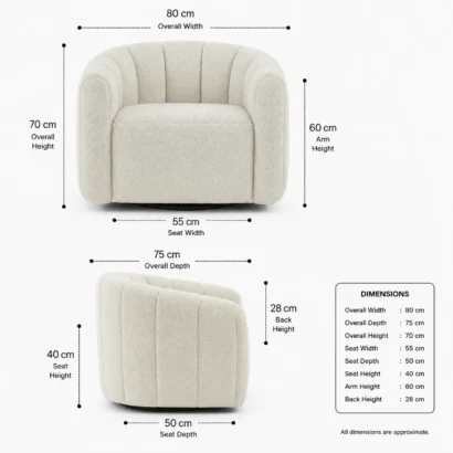 Modern affordable white bouclé club chair for homes and apartments in Dubai.