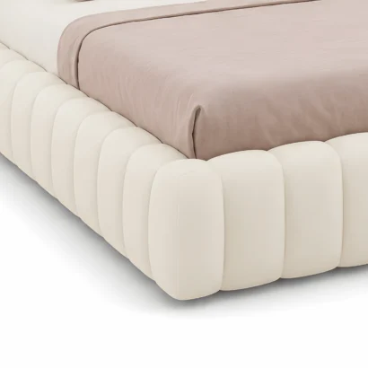 Custom Milano channel tufted bed in bouclé fabric for modern bedroom furniture in Dubai
