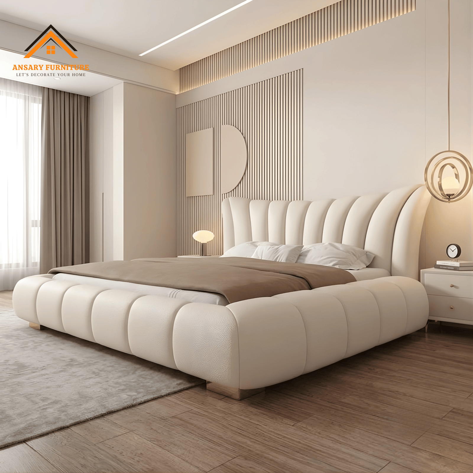 Elegant custom fabric bed for UAE homes 