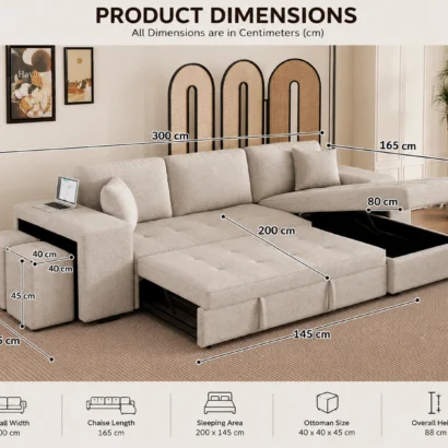 Pull Out Sofa Bed with Storage