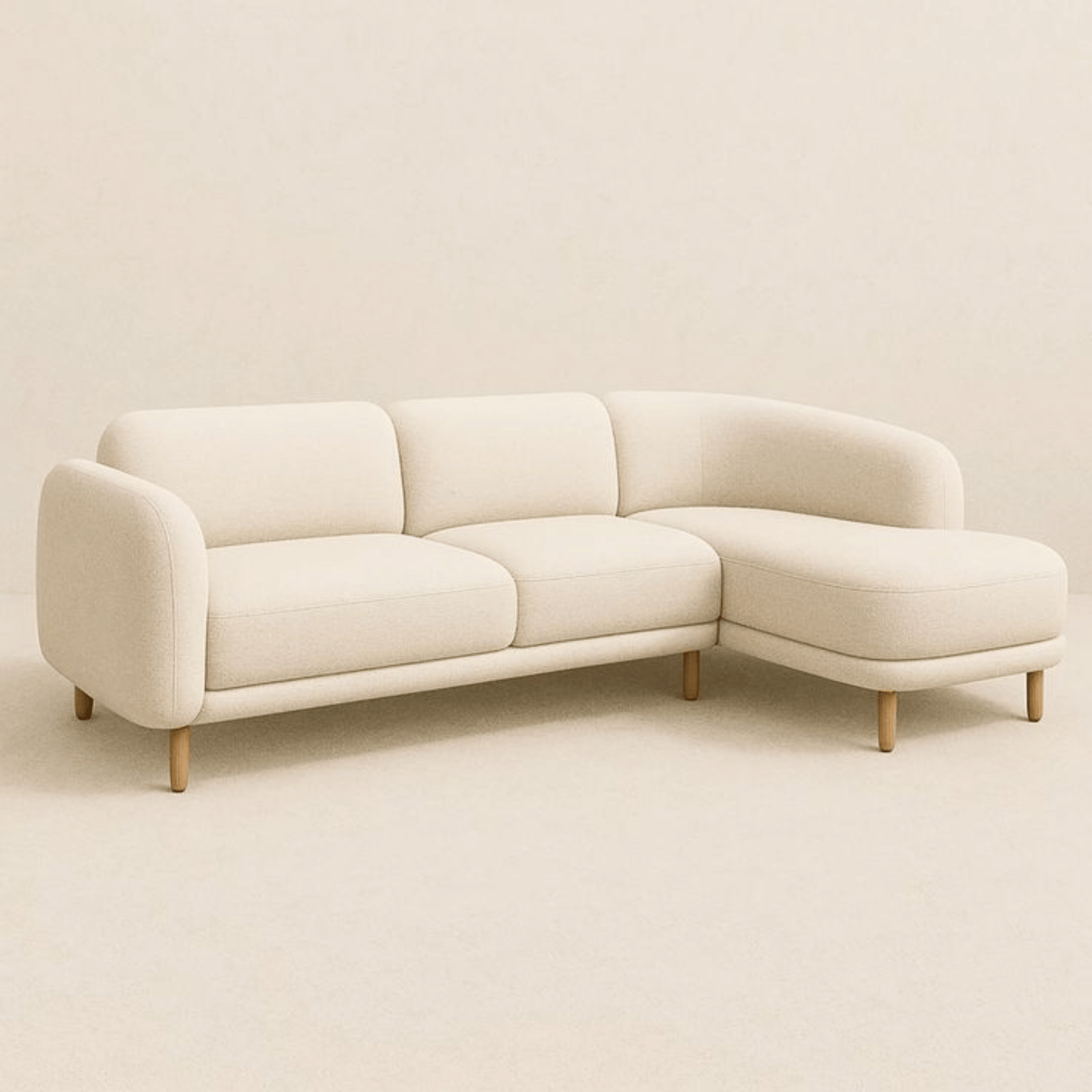 Modern UAE home with luxury sofa and upholstered bed in a contemporary living and bedroom interior. 