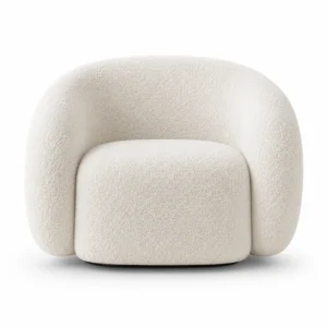 Curved Accent Chair in Dubai UAE with premium cream bouclé upholstery by Ansary Furniture