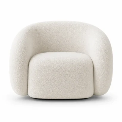 Curved Accent Chair in Dubai UAE with premium cream bouclé upholstery by Ansary Furniture