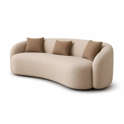 Premium curved three-seater fabric sofa Dubai with elegant contemporary design