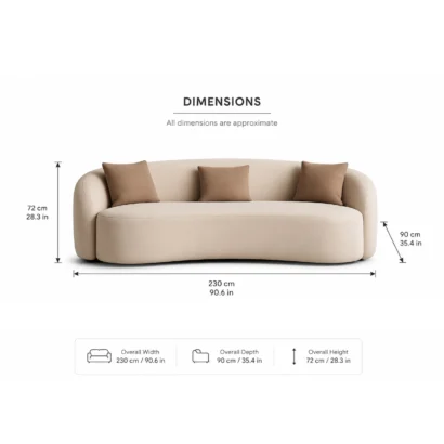 Modern luxury curved fabric sofa for contemporary living rooms in Dubai UAE