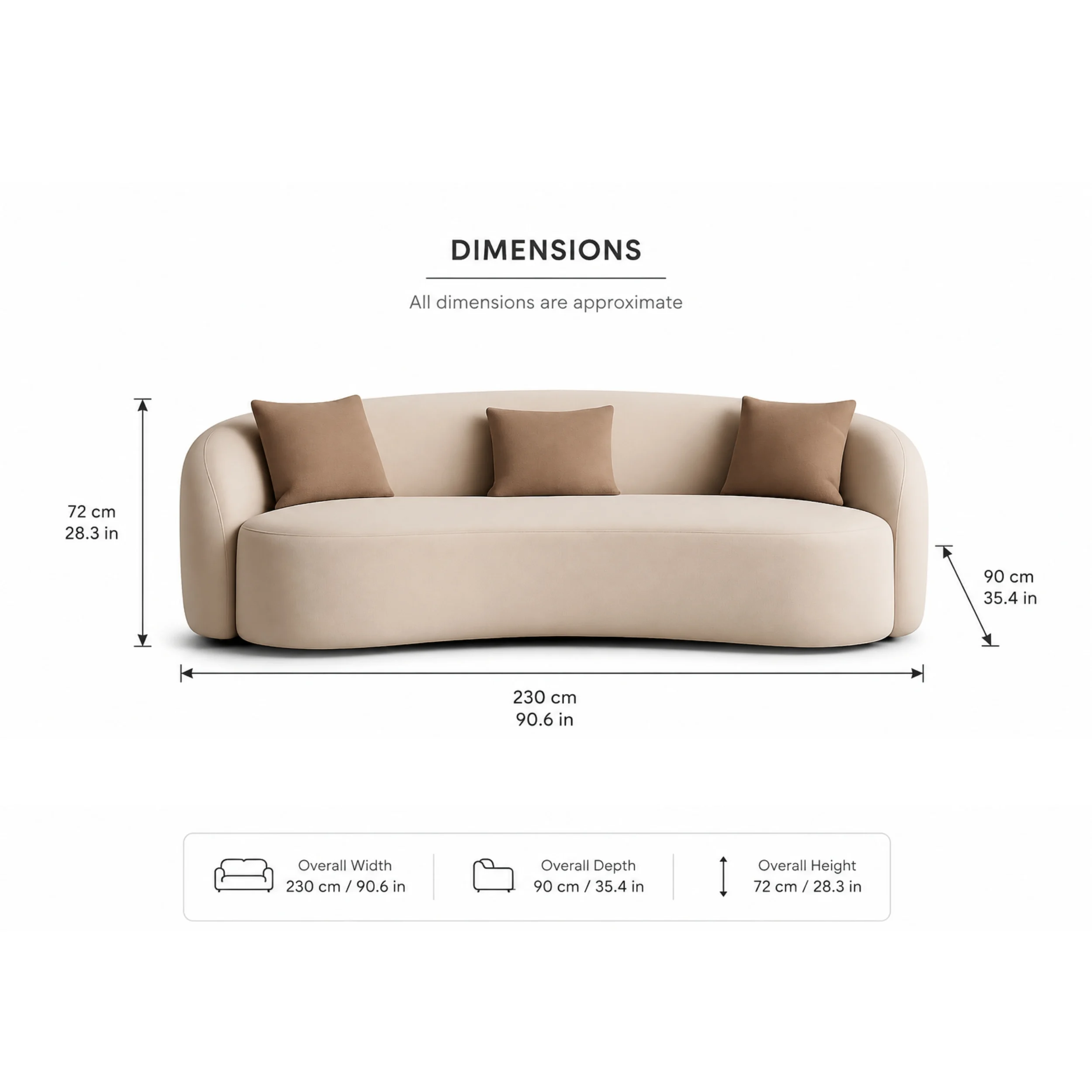 Modern luxury curved fabric sofa for contemporary living rooms in Dubai UAE