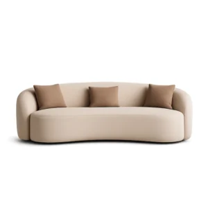 Luxury Curved Fabric Sofa Dubai in premium beige upholstery by Ansary Furniture